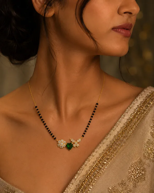 Emerald_Heart_Floral_Mangalsutra
