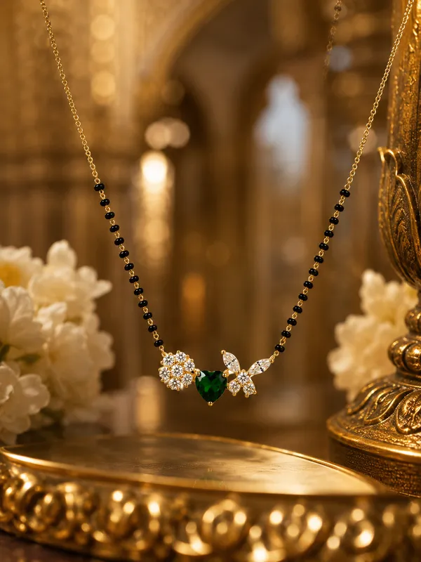 Emerald_Heart_Floral_Mangalsutra