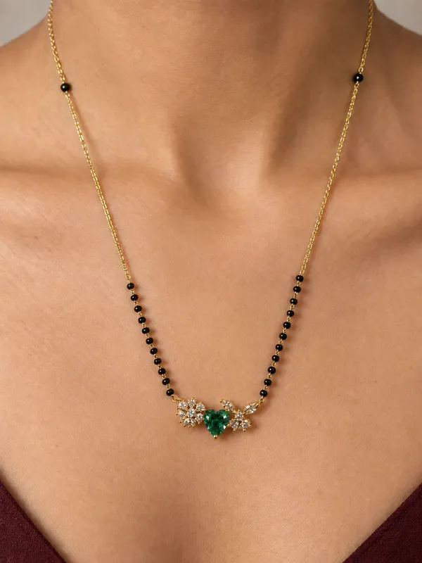 Emerald_Heart_Floral_Mangalsutra