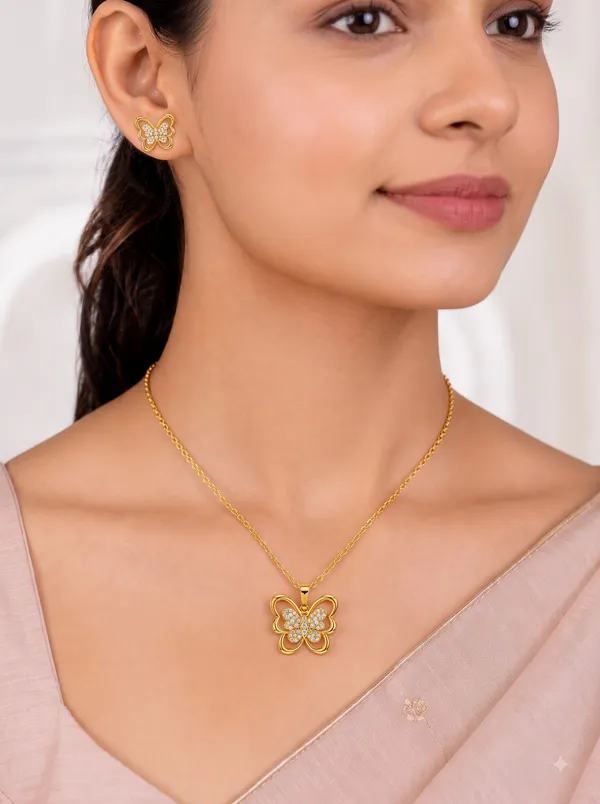 Golden_Butterfly_Sparkle_Necklace_Earrings_Set