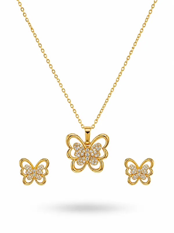 Golden_Butterfly_Sparkle_Necklace_Earrings_Set