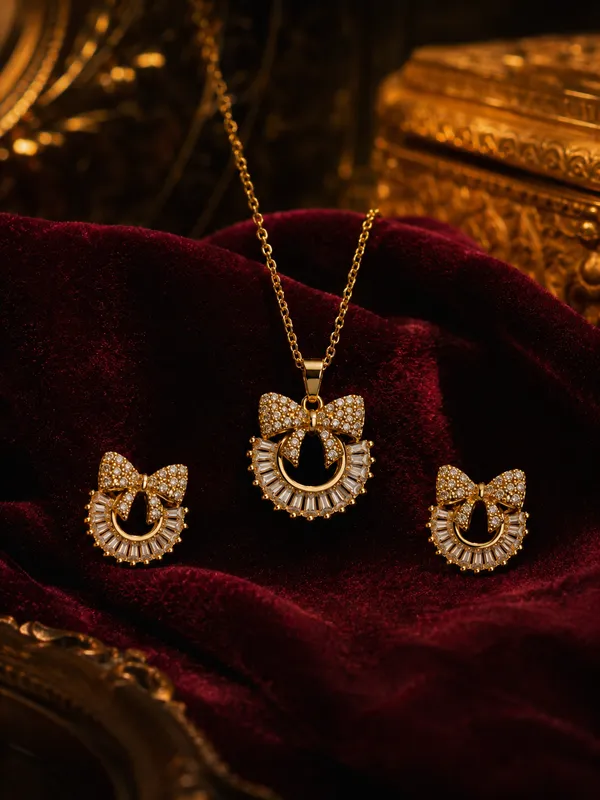 Crystal_Bow_Halo_Pendant_Earrings_Set