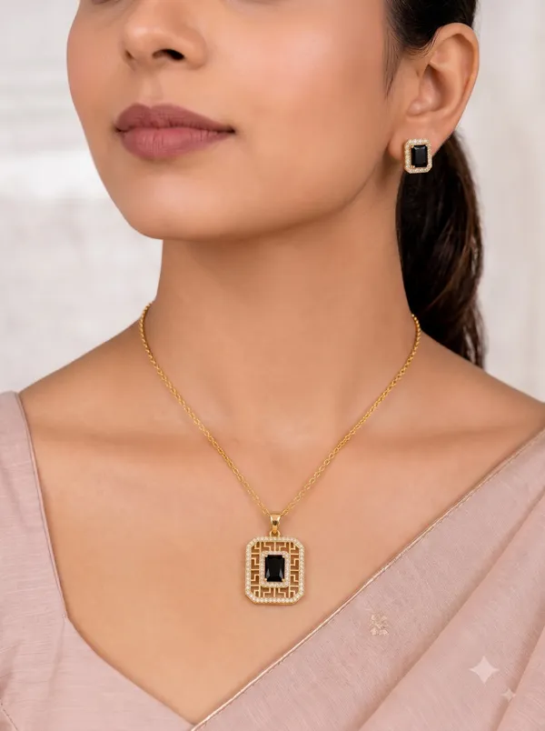 Royal_Black_Crystal_Geometric_Pendant_Earrings_Set