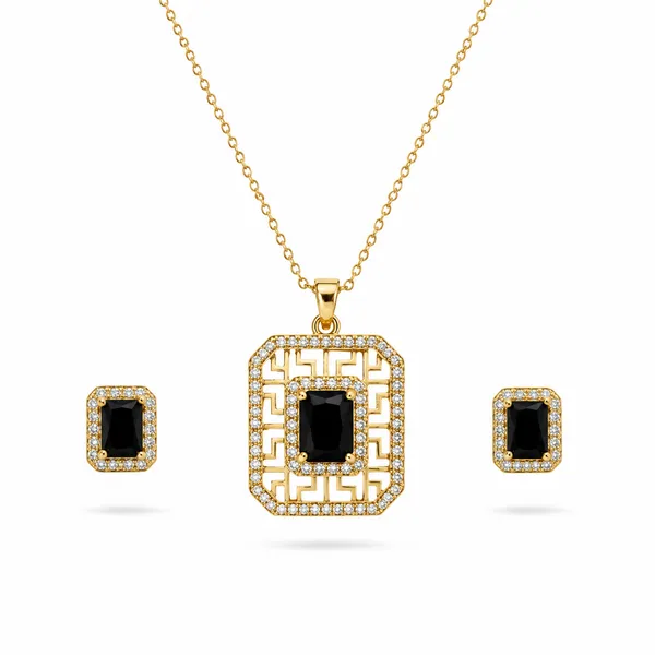 Royal_Black_Crystal_Geometric_Pendant_Earrings_Set