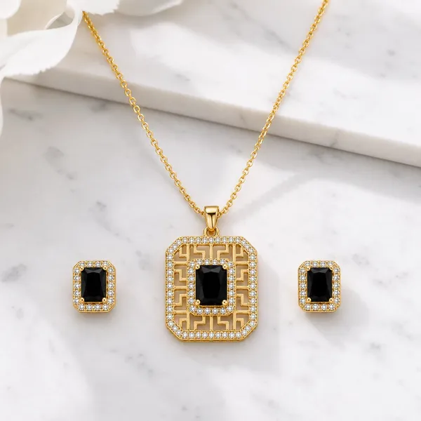 Royal_Black_Crystal_Geometric_Pendant_Earrings_Set