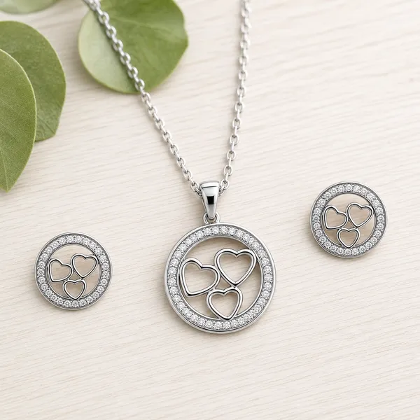 Triple_Heart_Sparkle_Pendant_Earrings_Set