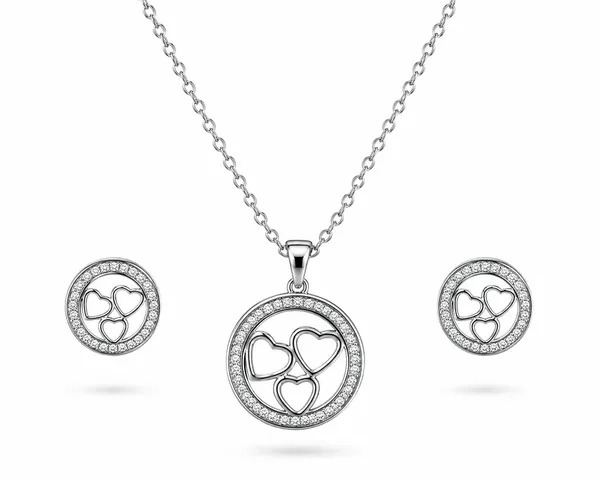Triple_Heart_Sparkle_Pendant_Earrings_Set