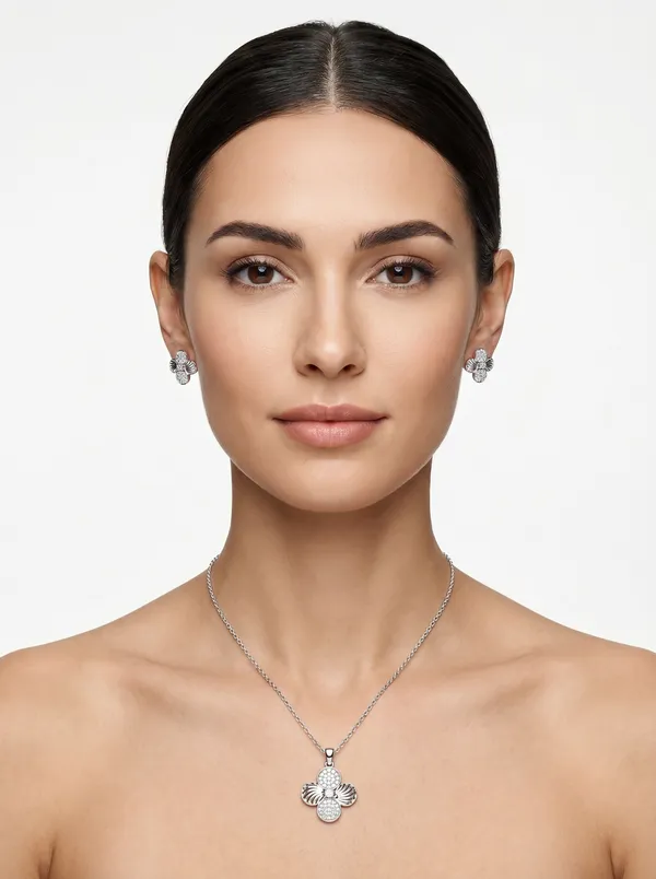 Silver_Blossom_Floral_Pendant_Earrings_Set
