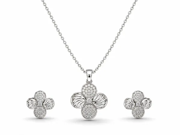 Silver_Blossom_Floral_Pendant_Earrings_Set