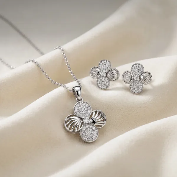 Silver_Blossom_Floral_Pendant_Earrings_Set