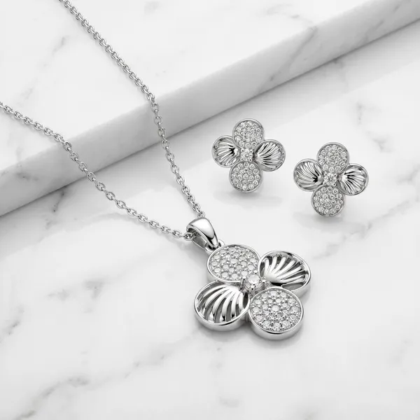 Silver_Blossom_Floral_Pendant_Earrings_Set