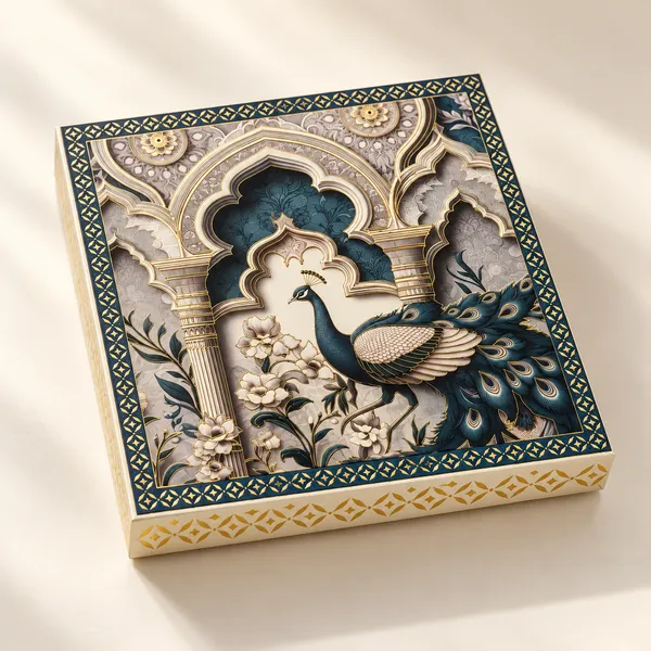SriHaaweli_Combo_-_Peacock_Pattern_Four_Compartment_Decorative_gift_Box_257g_+_Decorative_Peacock_Design_Six_Compartment_gift_Box_373g_+_Haldi_Powder_250g