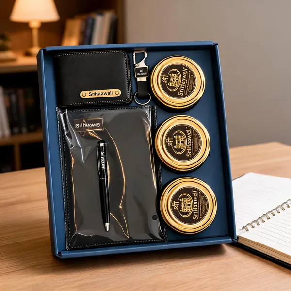 SriHaaweli_Gift_Set_With_Wallet_Notebook_Pen_Keychain_And_Containers