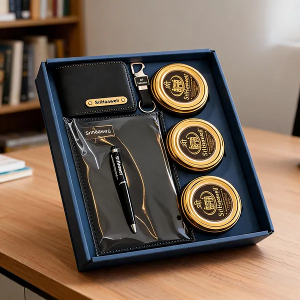 SriHaaweli_Gift_Set_With_Wallet_Notebook_Pen_Keychain_And_Containers