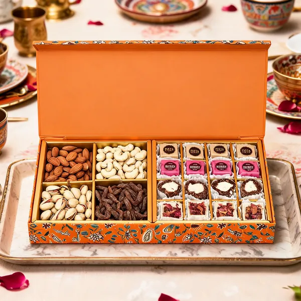 Orange_Floral_Print_Dry_Fruit_And_Sweet_Gift_Box
