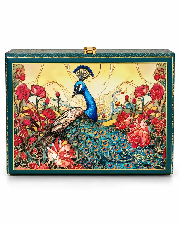 Peacock_Floral_Printed_Decorative_Gift_Box_With_Three_Jars