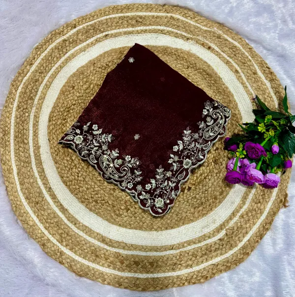 Maroon_Pure_Silk_Embroidered_Zari_Sequence_Work_Saree_For_Women