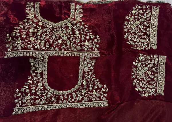 Maroon_Pure_Silk_Embroidered_Zari_Sequence_Work_Saree_For_Women
