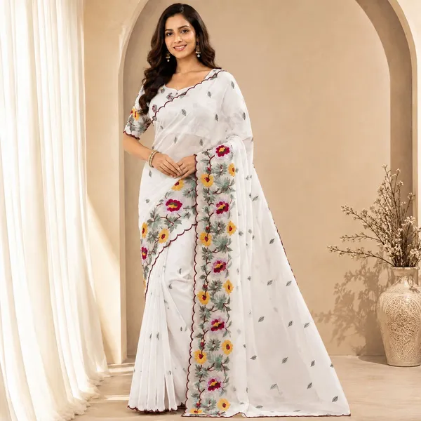 White_Kanchi_Cotton_Floral_Embroidered_Saree_For_Women