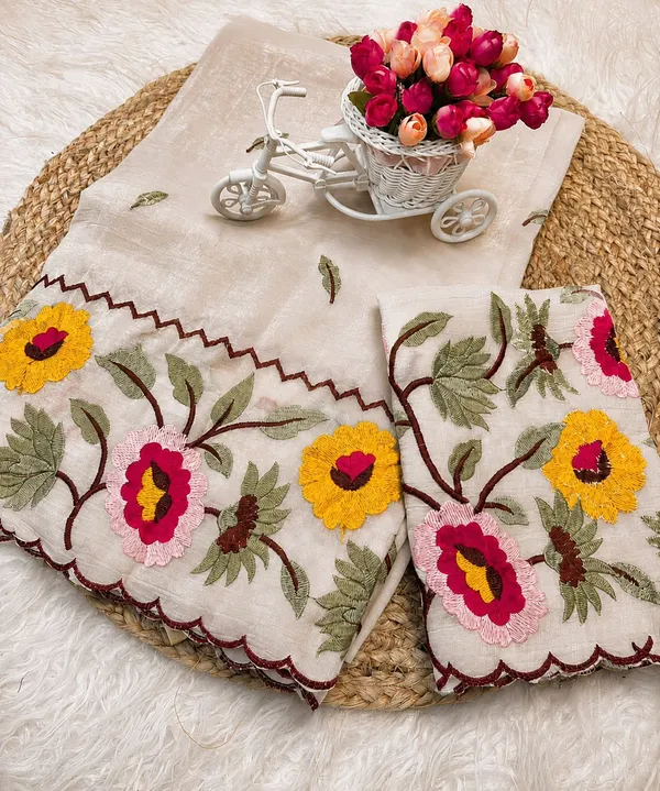White_Kanchi_Cotton_Floral_Embroidered_Self_Design_Saree_For_Women