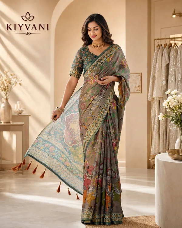 Multicolor_Cotton_Linen_Folk_Art_Motif_Printed_Saree_For_Women