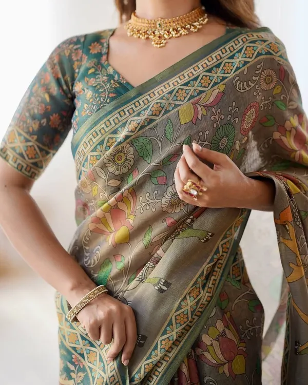 Multicolor_Cotton_Linen_Folk_Art_Motif_Printed_Saree_For_Women