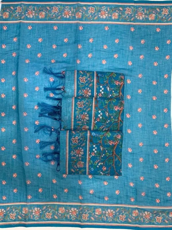 Blue_Cotton_Linen_Floral_Printed_Saree_For_Women