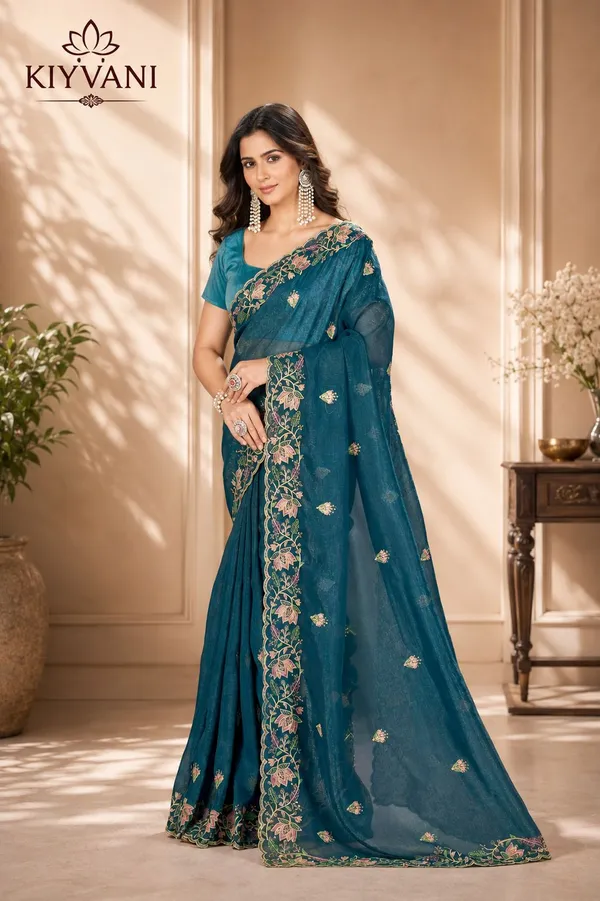 Peacock_Blue_Kanchi_Cotton_Floral_Embroidered_Saree_For_Women