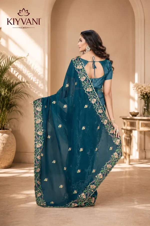 Peacock_Blue_Kanchi_Cotton_Floral_Embroidered_Saree_For_Women