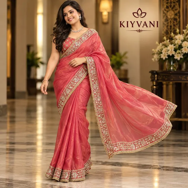 Coral_Pink_Kanchi_Cotton_Shimmer_Saree_For_Women