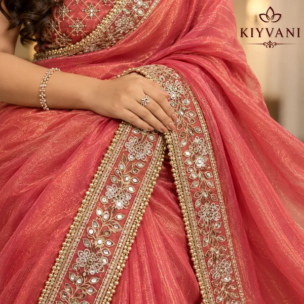 Coral_Pink_Kanchi_Cotton_Shimmer_Saree_For_Women