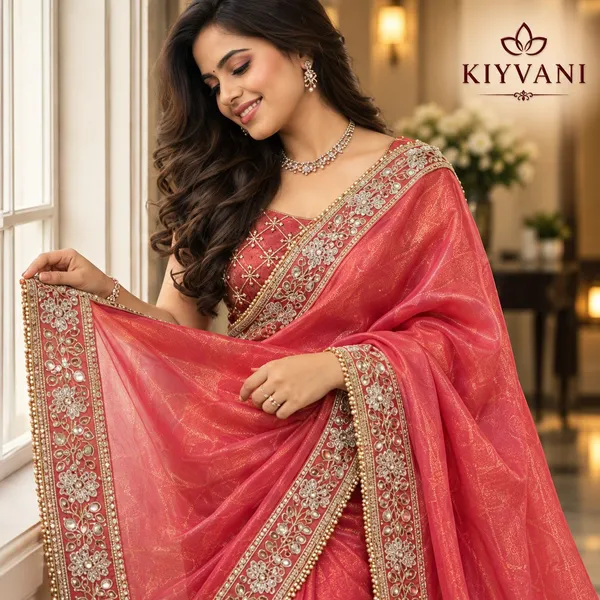Coral_Pink_Kanchi_Cotton_Shimmer_Saree_For_Women