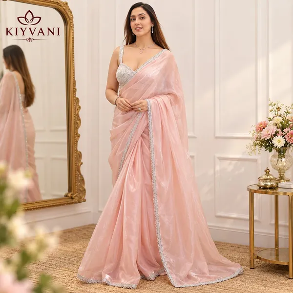 Peach_Cotton_Linen_Shimmer_Saree_For_Women