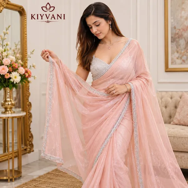 Peach_Cotton_Linen_Shimmer_Saree_For_Women