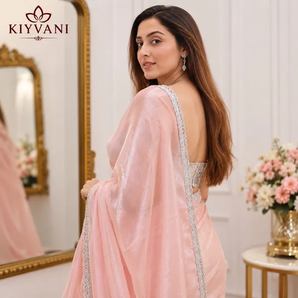 Peach_Cotton_Linen_Shimmer_Saree_For_Women