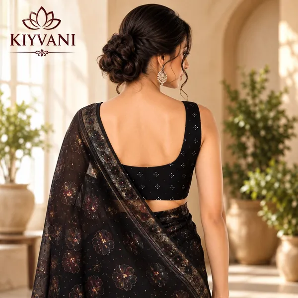 Black_Cotton_Linen_Floral_Printed_Saree_For_Women