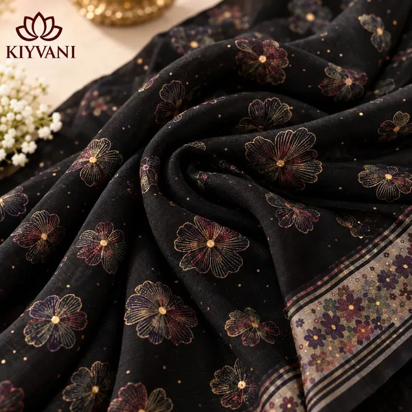 Black_Cotton_Linen_Floral_Printed_Saree_For_Women