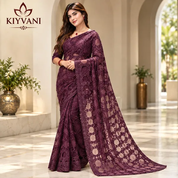 Wine_Kanchi_Cotton_Circular_Embroidered_Designer_Saree_For_Women
