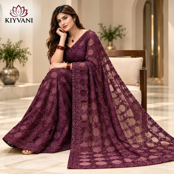 Wine_Kanchi_Cotton_Circular_Embroidered_Designer_Saree_For_Women
