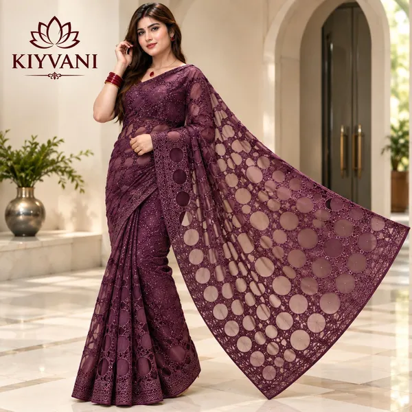 Wine_Kanchi_Cotton_Circular_Embroidered_Designer_Saree_For_Women