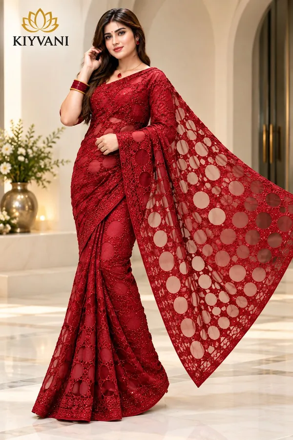 Red_Kanchi_Cotton_Circular_Embroidered_Designer_Saree_For_Women