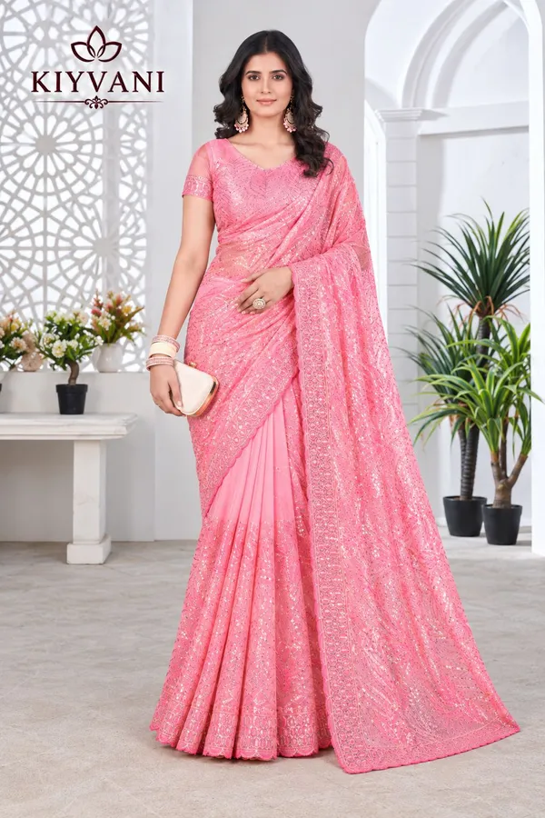 Rose_Pink_Kanchi_Cotton_Sequin_Leaf_Embroidered_Saree_For_Women