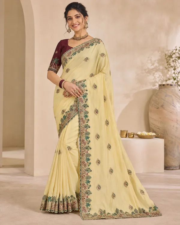 Pastel_Yellow_Satin_Embroidered_Saree_For_Women