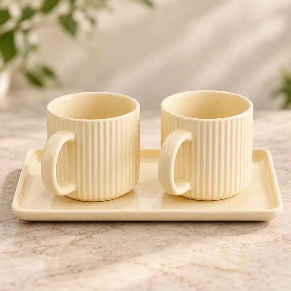 Ceramic_Beige_Ribbed_Coffee_Mug_Set_With_Serving_Tray