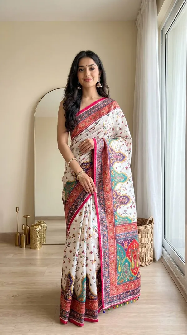 White_Modal_Satin_Crepe_Silk_Printed_Saree_For_Women