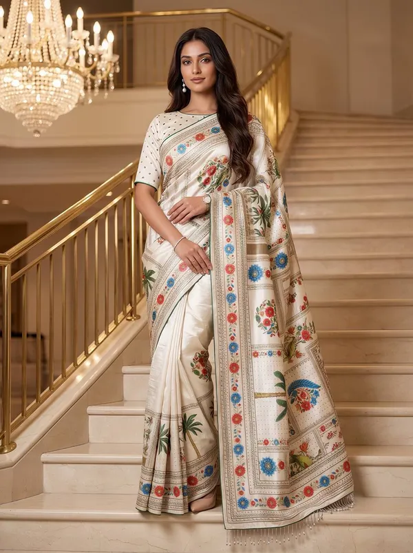 Cream_Crepe_Silk_Floral_Printed_Saree_For_Women
