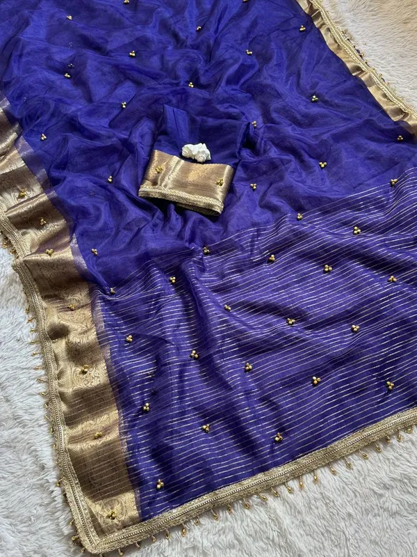 Blue_Tissue_Silk_Zari_Border_Saree_For_Women
