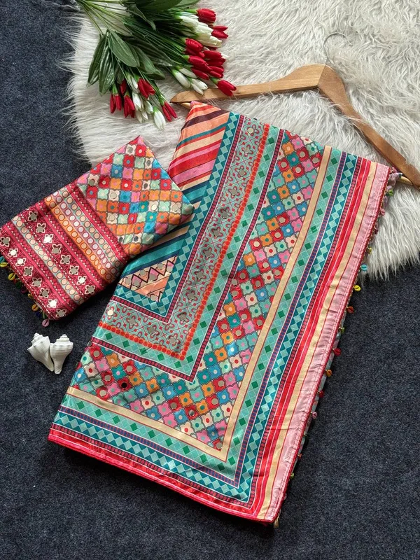 Multicolor_Roman_Silk_Printed_Saree_For_Women