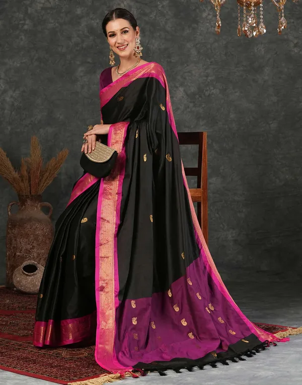Ruby_Red_Lichi_Silk_Woven_Traditional_Saree_For_Women
