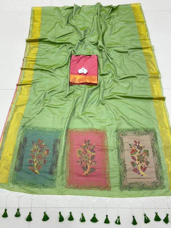 Green_Cotton_Printed_Saree_For_Women